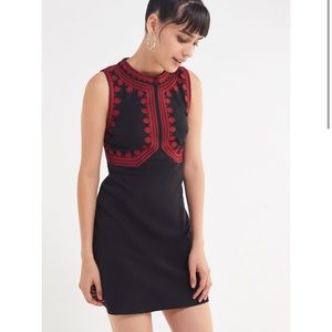 Urban Outfitters Embroidered Ponte Mock-Neck Dress